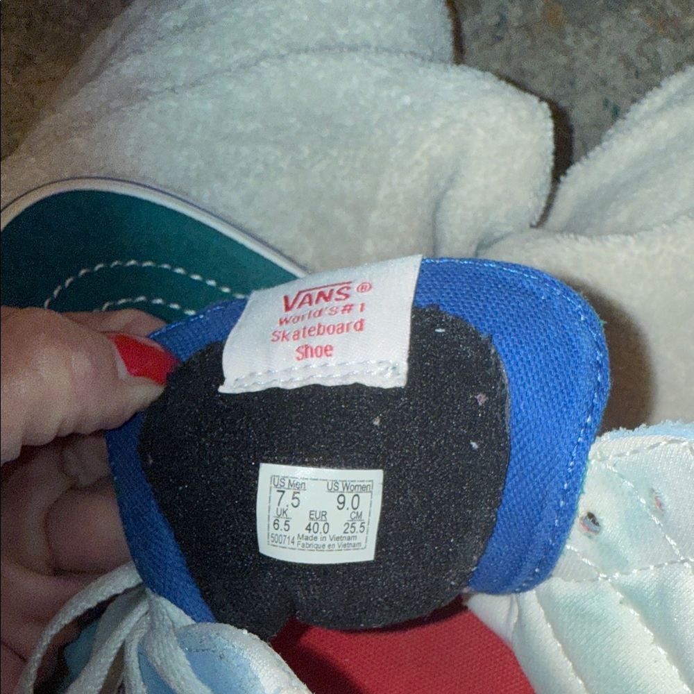 Van High-Top Sk8-Hi Colorblock Suede/Canvas Skate Sneakers 7.5/9 - Picture 6 of 9